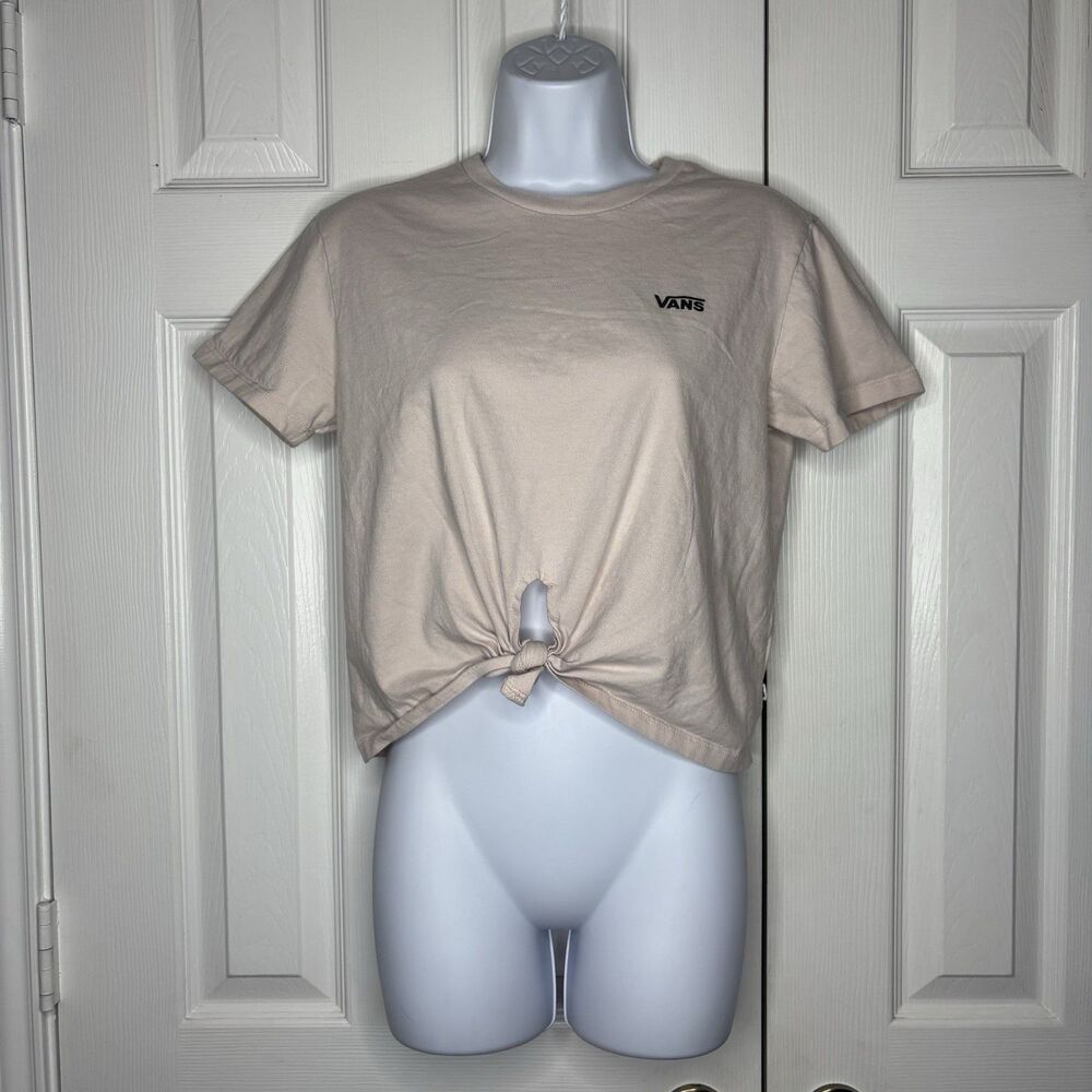 Vans Small Pink Crop T Shirt Knot Front Logo Minimalist Skate Casual Tee